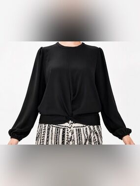 Nine West Long Sleeve Twist Hem Top